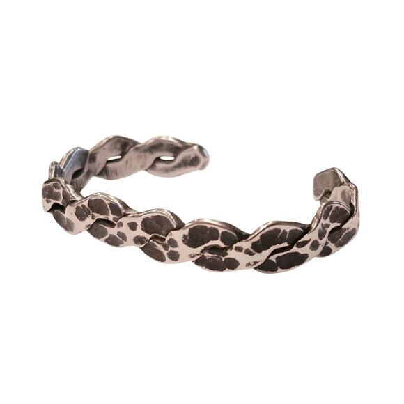 Vintage Sterling Silver Mixed-Finish Cuff Bracelet - Picture 1 of 4